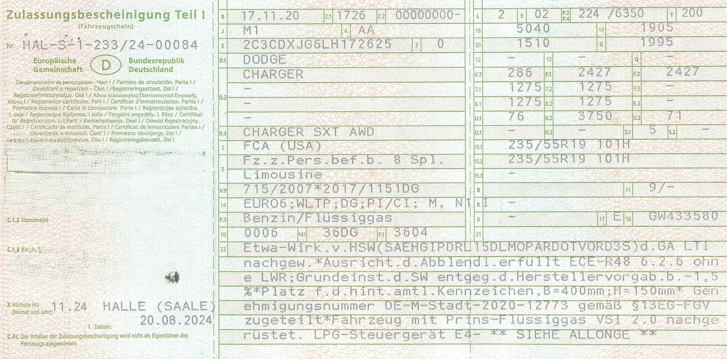 Dodge Charger SXT 3.6L V6 LPG AWD, EZ 2020 – Bild 39